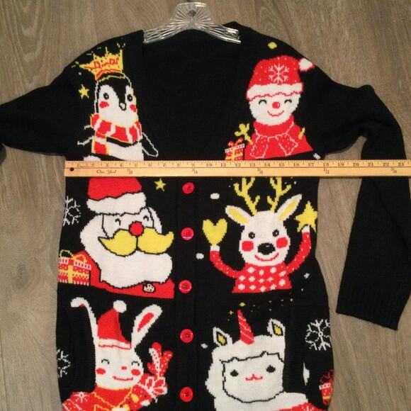 Ugly Christmas Sweater black cardigan juniors medium - Picture 4 of 6